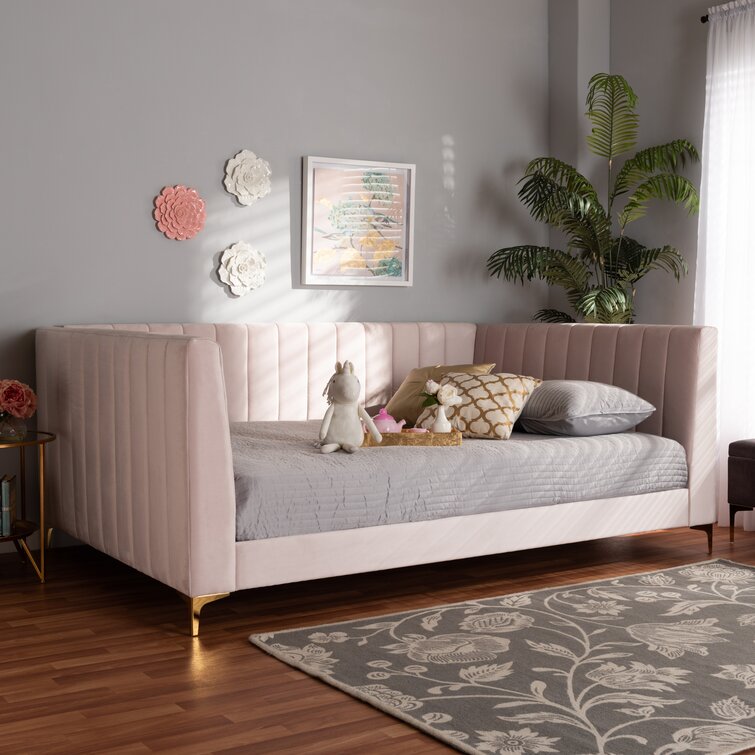 Pink upholstered deals daybed